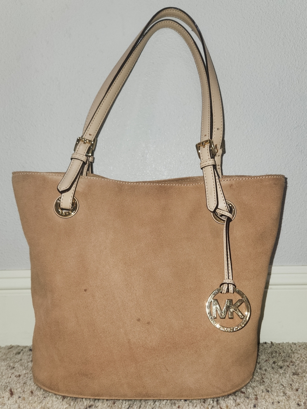 Michael Kors Jetset Tote Bag tan Suede Leather